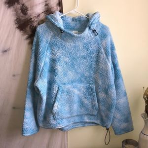 Victoria’s Secret PINK Sherpa Cowl Neck Pullover Sweater Retro Sky Blue